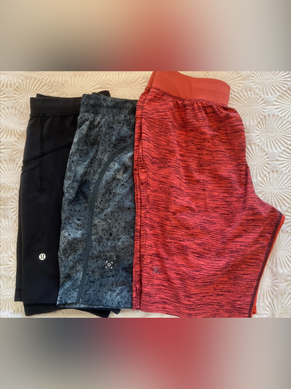 lululemon athletica lot of 3 men’s Rust Black Gray Athletic Shorts sz. S great